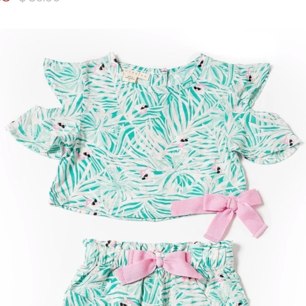 Kinderkind girls cold shoulder ruffle top w/ pants
